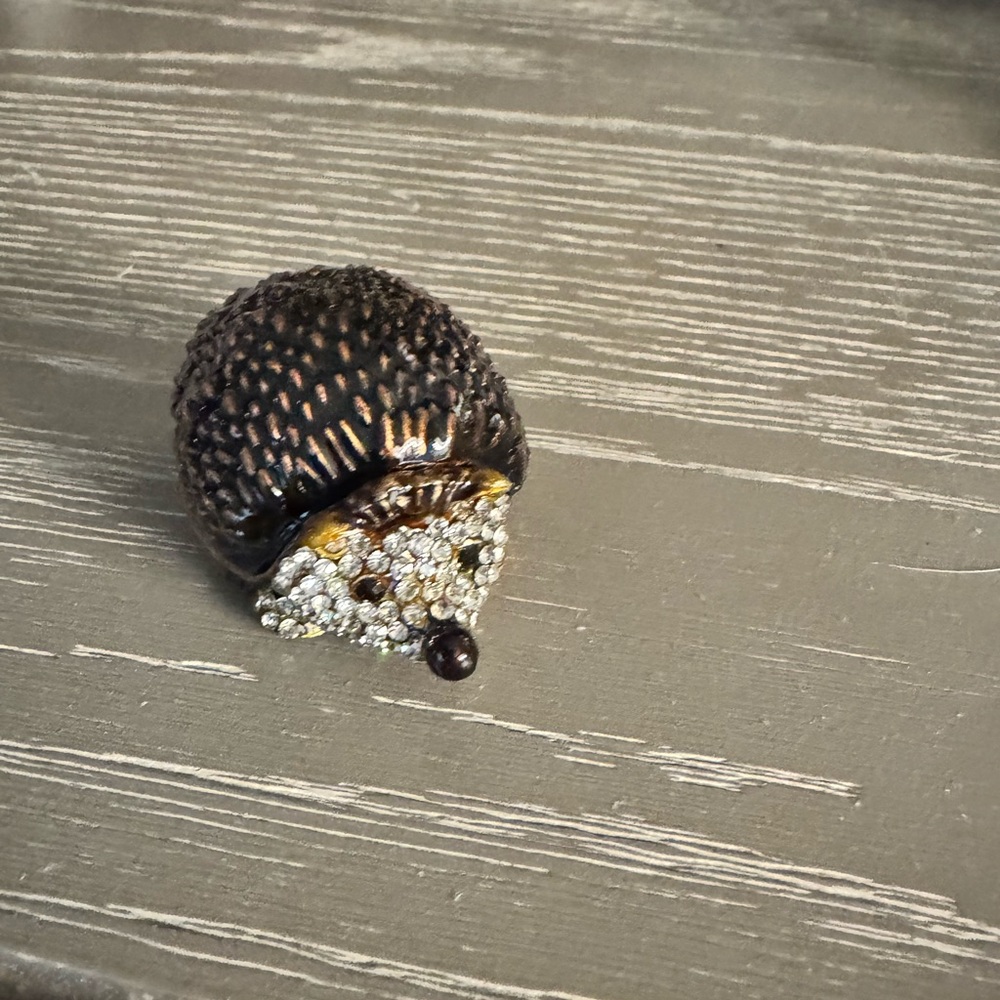 Hedgehog Figurine with Black and Silver Accents